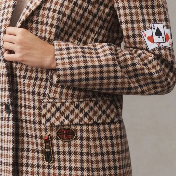 NWT AVEC LES FILLES ANTHROPOLOGIE PLAID PATCHWORK BLAZER XS - Picture 3 of 12